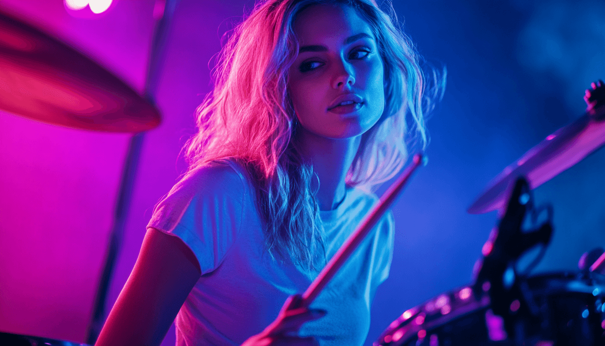 AI-powered drum enhancement algorithm visualization