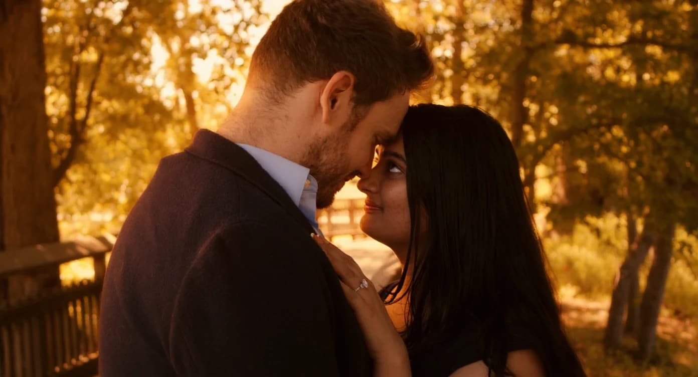 AI photo relighting example showing golden hour transformation