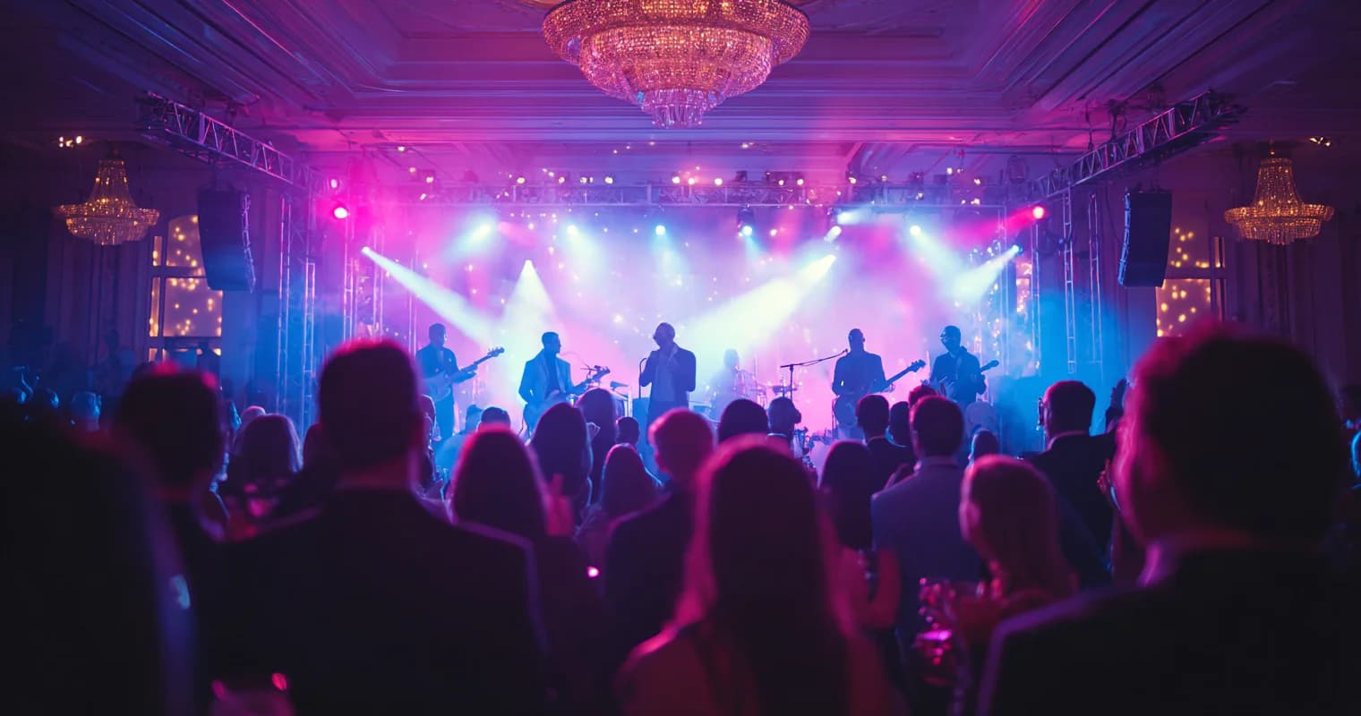 C-suite executives watching a music performance at corporate event
