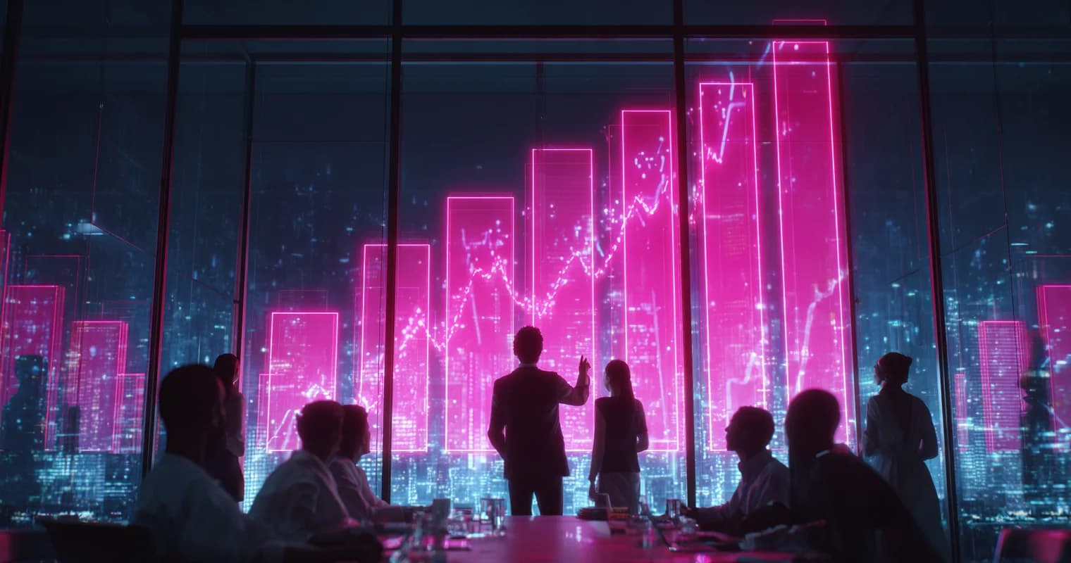 Marketing team gathered around data insights